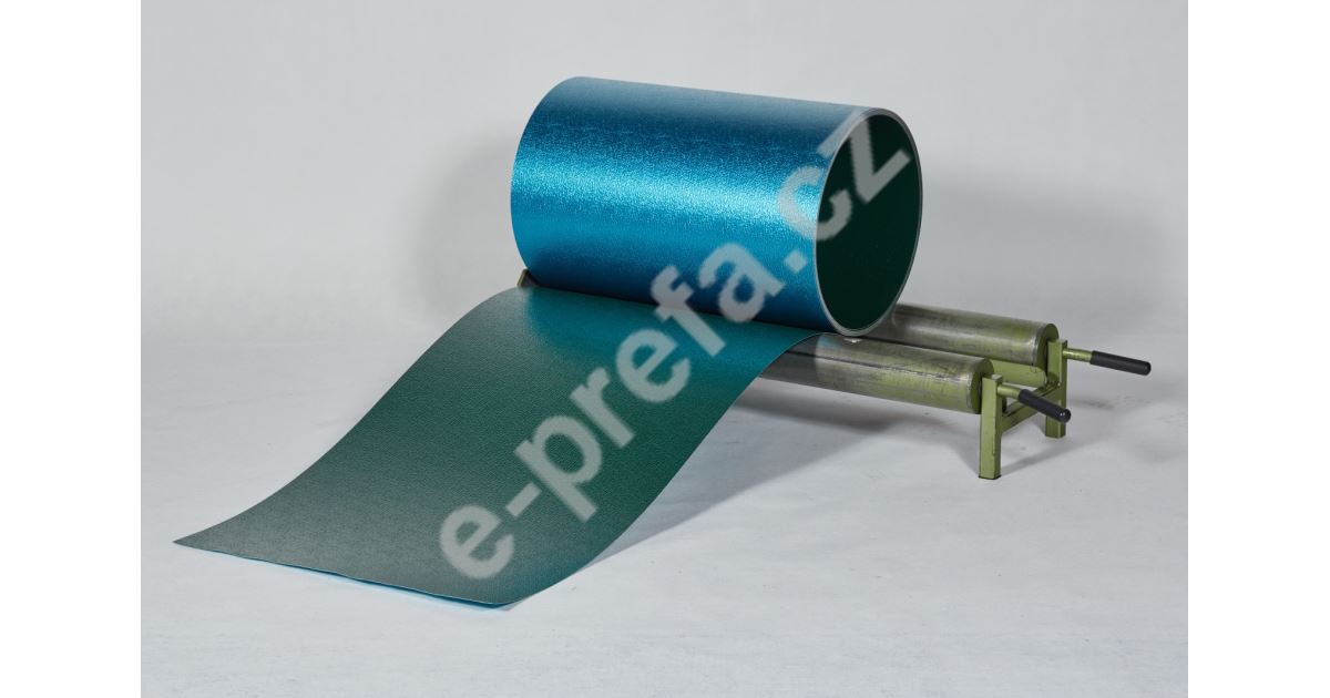 PREFA hliníkový plech Prefalz 0,70 x 650 mm, stucco, Mechově zelená Přepočet běžný metr na kila Přepočet metr čtverečný na kila