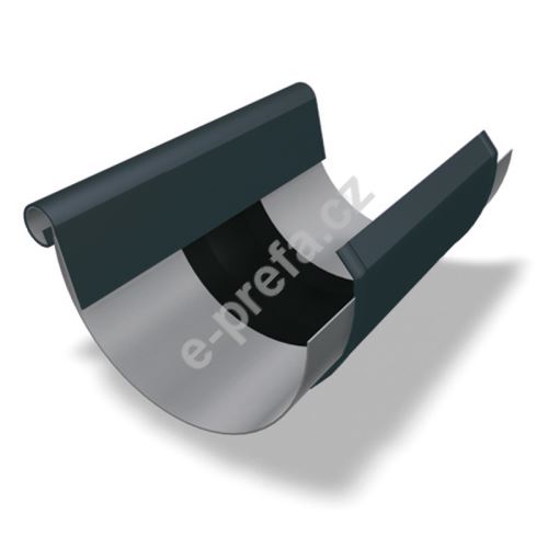 PREFA - žlabová dilatace s návalkou a krytem gumy, Ø 125 mm, Antracit P10 RAL 7016