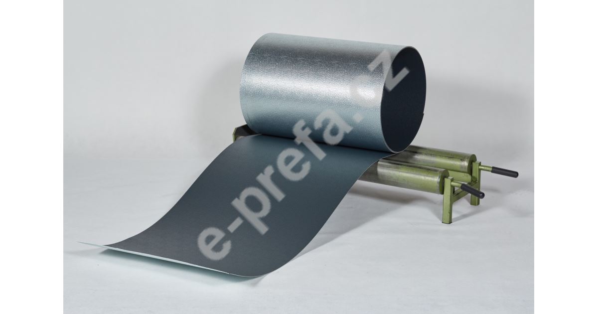 PREFA hliníkový plech Prefalz 0,70 x 1000mm Antracit P.10 stucco Přepočet běžný metr na kila Přepočet metr čtverečný na kila