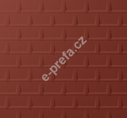 PREFA střešní panel r.16, 700 x 420 mm stucco, Tmavě červená P.10