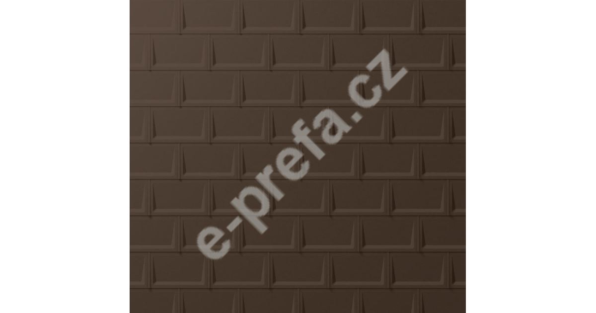 PREFA střešní panel r.16, 700 x 420 mm stucco, Vojenská hnědá - khaki P.10 PREFA střešní panel R.16 700 x 420 mm - stucco - Tmavě hnědá P.10