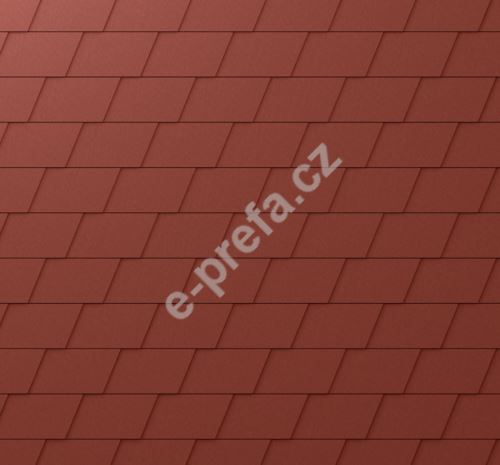PREFA falcovaný šindel, povrch stucco, Tmavě červená P.10
