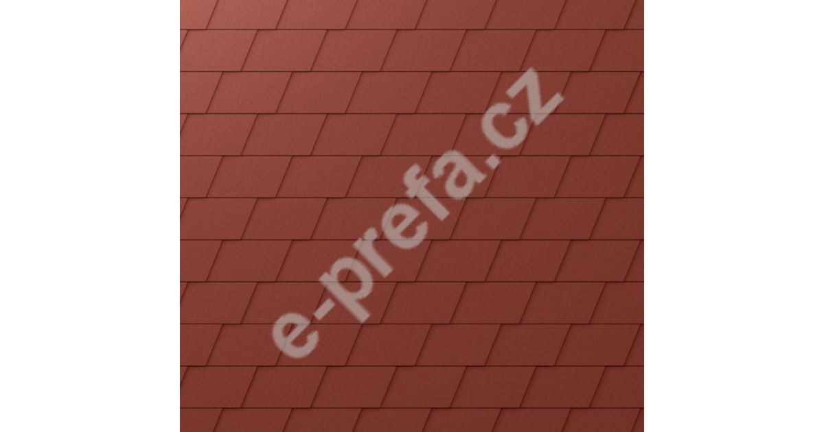 PREFA falcovaný šindel DS.19, povrch stucco, Tmavě červená P.10 PREFA falcovaný šindel - stucco - Tmavě červená P.10