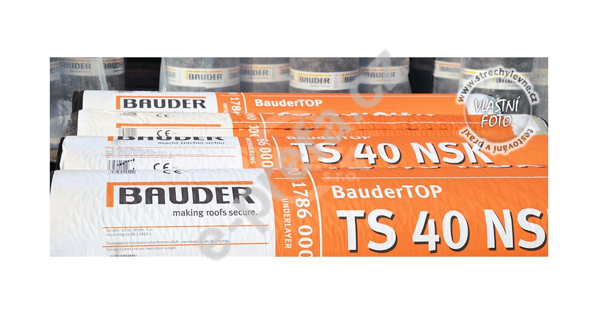 Asfaltový SBS modifikovaný nedifůzní podkladový pás Bauder Top TS 40 NSK (40m2/role) Bauder TOP TS 40 NSK