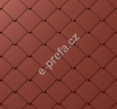 PREFA falcovaná šablona, 44 x 44 mm stucco, Tmavě červená P.10