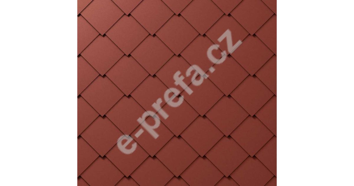 PREFA falcovaná šablona, 44 x 44 mm stucco, Tmavě červená P.10 PREFA falcovaná šablona 44 x 44 mm - stucco - Tmavě červená P.10