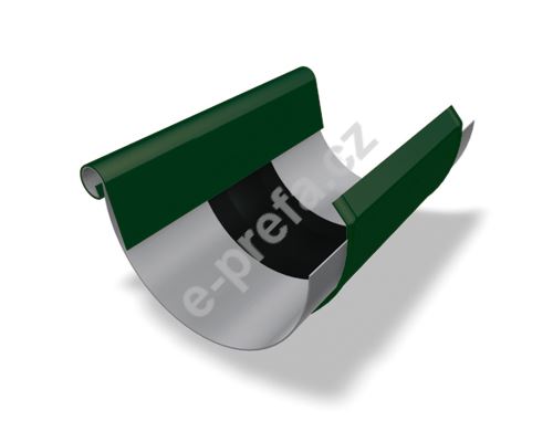 PREFA - žlabová dilatace s návalkou a krytem gumy, Ø 100 mm, Mechově zelená RAL 6005