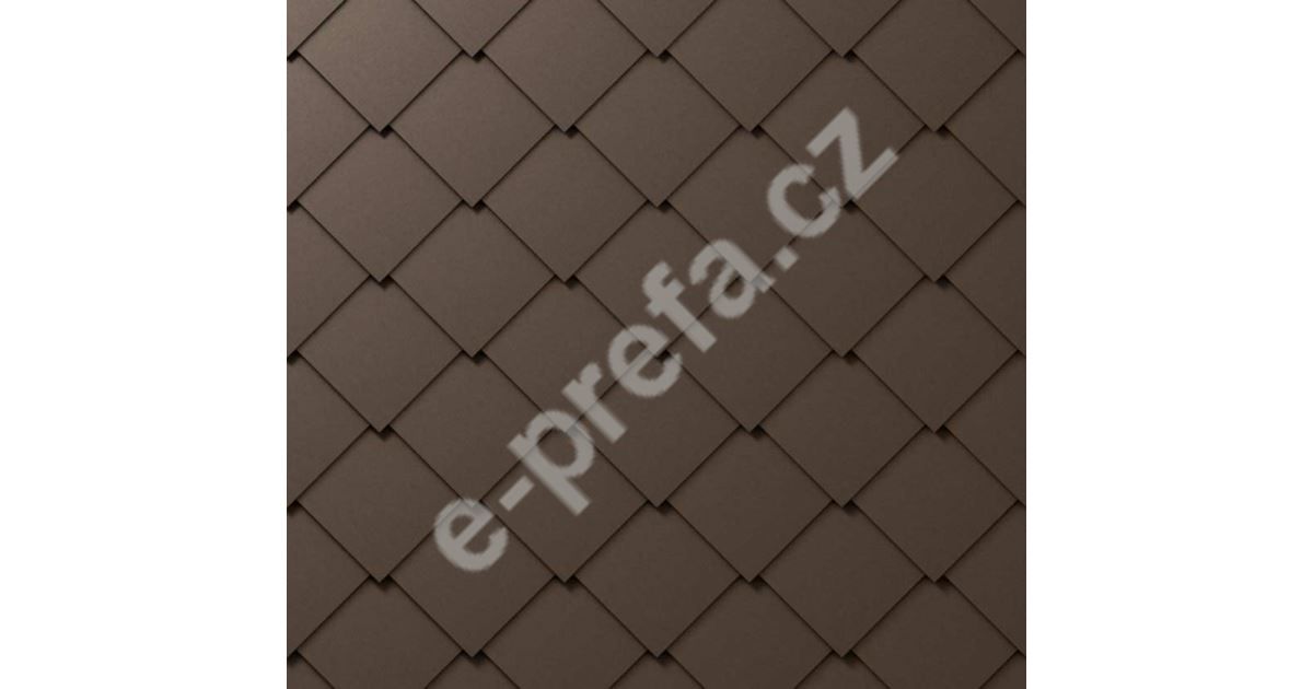 PREFA falcovaná šablona, 44 x 44 mm stucco, Vojenská hnědá - khaki P.10 PREFA falcovaná šablona 44 x 44 mm - stucco - Tmavě hnědá P.10