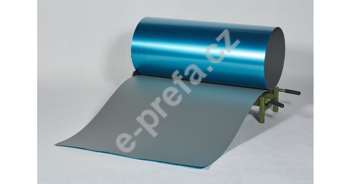 PREFA hliníkový plech Prefalz 0,70 x 1000 mm Světle šedáP.10 hladká Přepočet běžný metr na kila Přepočet metr čtverečný na kila