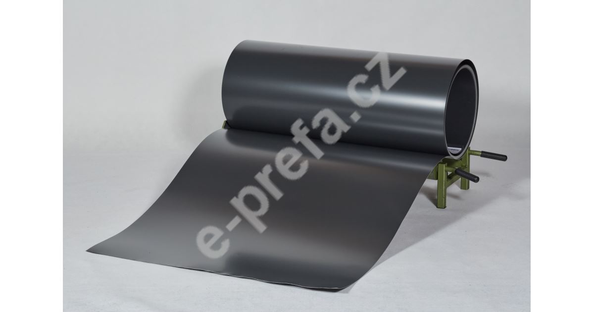 PREFA clr plech ve svitku 0,7 x 1000mm - Antracit /Antracit + folie Přepočet běžný metr na kila Přepočet metr čtverečný na kila