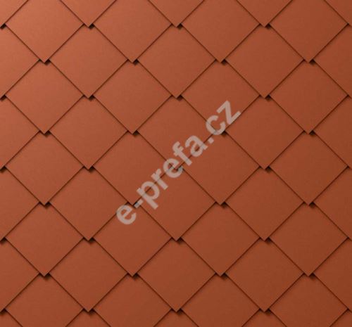 PREFA fasádní šablona 44x44, povrch stucco, Cihlově červená P.10