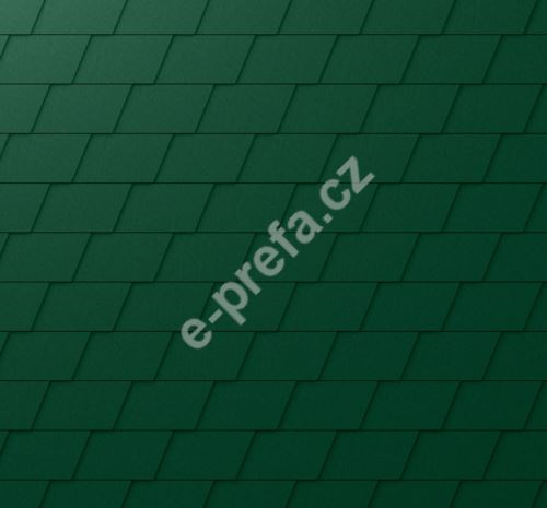 PREFA falcovaný šindel, povrch stucco, Mechově zelená P.10