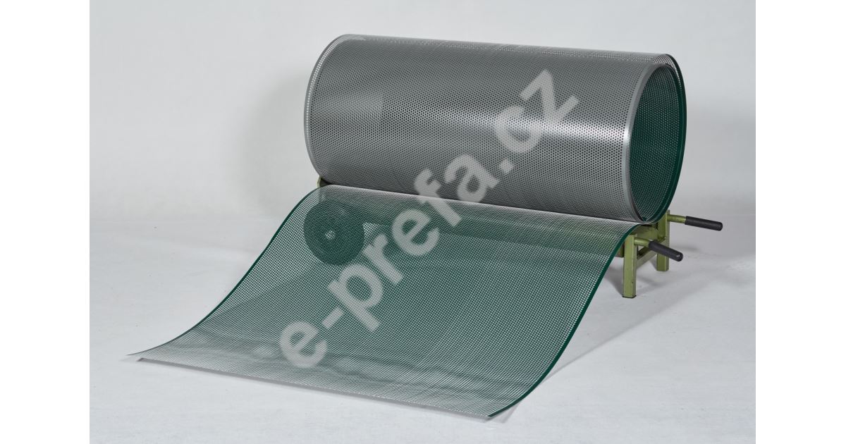 PREFA děrovaný hliníkový plech ve svitku 0,70 x 1000 mm, Světle šedá/Mechově zelená Přepočet běžný metr na kila Přepočet metr čtverečný na kila