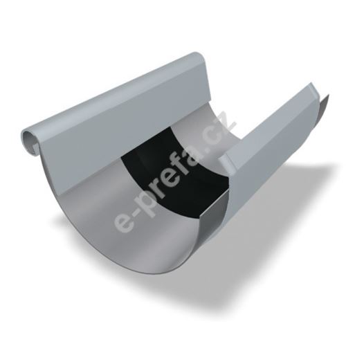 PREFA - žlabová dilatace s návalkou a krytem gumy, Ø 150 mm, Stříbrná metalíza RAL 9006